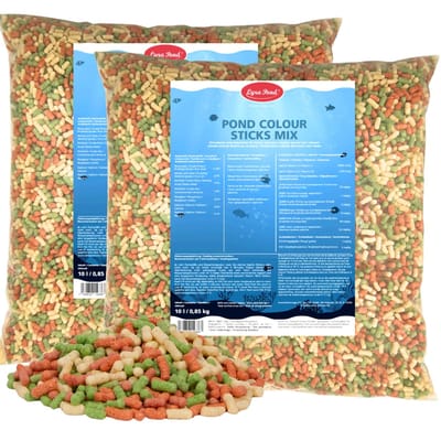2 x 10 liter (1,7 kg) Lyra Pond® Pond Colour Sticks Koi Mix visvoer vijvervoer
