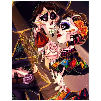 Kit de peinture diamant au point de croix, broderie diamant fleur crâne 20X30CM brown