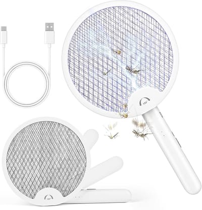 Oplaadbaar elektrisch insectenracket met UV-lamp - Draagbare muggenlamp 2-in-1 voor binnen en buiten