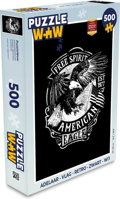 Puzzel Adelaar - Vlag - Retro - Zwart - Wit - Legpuzzel - Puzzel 500 stukjes