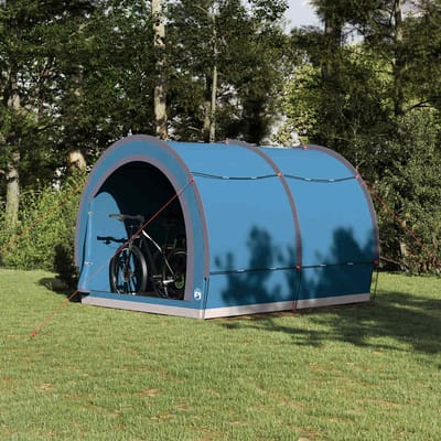 vidaXL - Fietstent - met - dak - met - opslag - Blauw - 256 - x - 222 - x - 182 - cm - taft