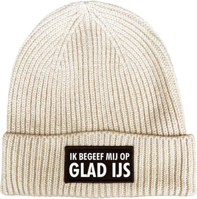 Schaatsmuts rib gebreid oatmeal - Ik begeef mij op glad ijs - soBAD. | Wintersport | Après ski outfit Warme Muts voor Volwassenen | Heren en Dames Beanie | Schaatsen | Wintermuts