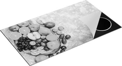 Chefcare Inductie Beschermer Fruit op een Boomstam - Zwart Wit - 95x50 cm - Afdekplaat Inductie - Kookplaat Beschermer - Inductie Mat