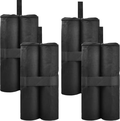 TOVBMUP 4 Stuks Tuinhuis Sandsäcke - Zandzakken voor Paviljoen - 12x40cm - Handgreep en Ophanglus - Klittenbandsluiting - Geschikt voor Pop-up Baldakijn en Tent - PVC - Complete Set Gewichtszakken