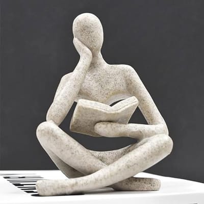 Abstracte Zandsteen Lezend Vrouwen Standbeeld - Modern Beeld in Huishoudelijke Decoratie