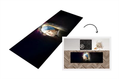 Keukenloper - Loper keuken - Meisje met de parel - Vermeer - Schilderij - 150x50 cm - Keukenloper vinyl