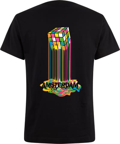 Zwart Neon Tshirt Rubik's cube Amsterdam XL