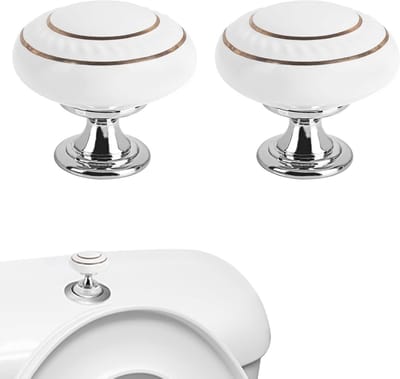 Toiletknop Verlenger - Drukknop Hulp - Hygiënisch Toilet Gebruik - Keramiek en Legering Materiaal - 36x32x20 mm - Wit