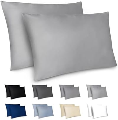 PromoHome Microvezel Kussensloop Set van 2 Stuks - 50x70 cm - Grijs - Ritssluiting - Extra Zacht Ademend Katoen - Wasbaar op 40°C - Geschikt voor Droger - Hypoallergeen