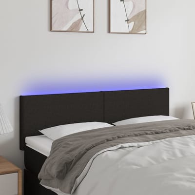 vidaXL - Hoofdbord - LED - 144x5x78/88 - cm - stof - zwart