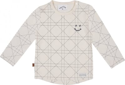 Frogs and Dogs - Checks T-Shirt - Off White - Gebroken wit - Maat 80 - Shirt lange mouw