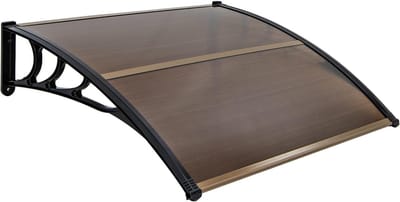 COSTWAY Luifel voor voordeur, overkapping van aluminium en polycarbonaat, transparante boogluifel, deurluifel, afdak voor huisdeur, deurluifel voor entree, 122 x 99 cm