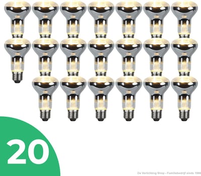 Trixline Reflector Gloeilamp E27 - 60W - Warm Wit Licht (2700K) - 459 lm - 1 jaar - Dimbaar - 20 stuks - R63