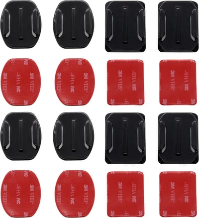 8x Actioncam mounts + sticker - 4x flat - 4x curved - gopro - hero - 8/7/6/5/session/4/3/2/1 zwart