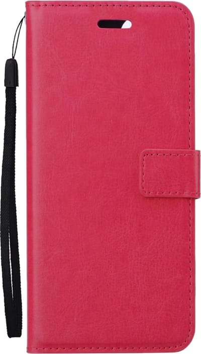 Hoes - Met Pasjeshouder - Geschikt voor OPPO A17 - Luxe Bookcase Portemonee - Flip Case - Kunstleer Book Case - Flipcase - Book Cover - Walletcase - PortemonneeHoes - Donkerroze