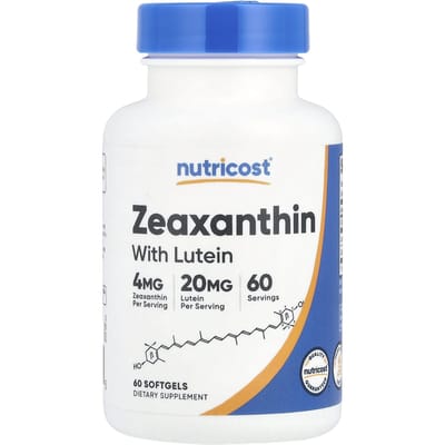 Nutricost, contenant de la zéaxanthine et de la lutéine, 60 gélules molles