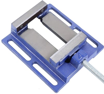 Bankschroef - Werkbankklem - 100mm Blauw - Gietijzeren Constructie - Geharde Kaken & Draaibare Handgreep - Geschikt voor Boormachine en Werkbank