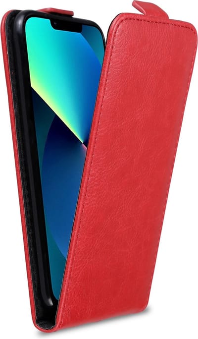 Cadorabo Hoesje geschikt voor Apple iPhone 13 MINI in CHILI ROOD - Beschermhoes Case Cover in flip-design, gemaakt van glad kunstleder