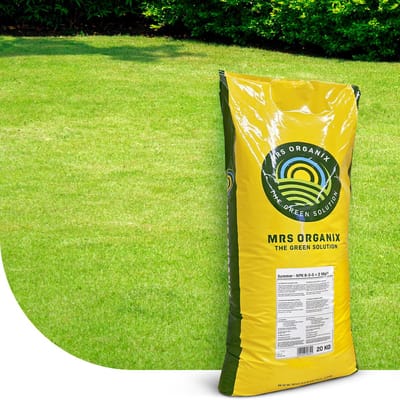 MRS Summer Organische Gazonmest Zomer - 18 kg voor 360 m² - Diepgroen en sterk gazon - 120 dagen voeding - Beschermt het gras tegen droogte en hitte - Verbetert de bodemstructuur