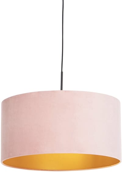 QAZQA combi - Landelijke Hanglamp met kap - 1 lichts - Ø 500 mm - Roze - Woonkamer | Slaapkamer | Keuken