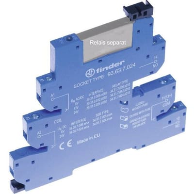 93.63.7.024 Relaissocket Met houderbeugel, Met LED, Met EMC-ontstoringsschakeling Geschikt voor serie: Finder serie 34 Finder 34.51, Finder 34.81 1