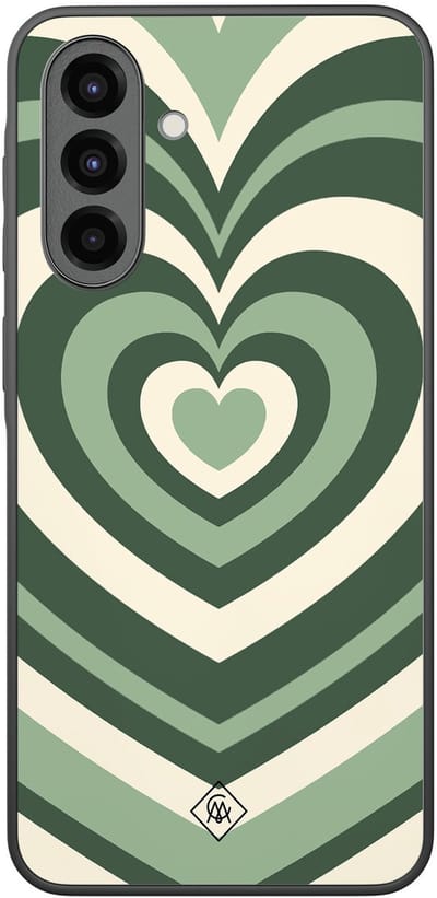 Casimoda® hoesje - Geschikt voor Samsung Galaxy A36 - Hart Swirl Groen - Zwart TPU Backcover - Geometrisch patroon - Groen