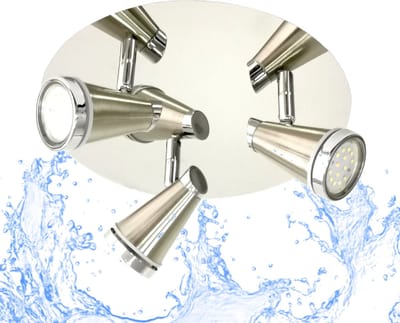 Trango 3-vlam badkamerlamp IP44 1009-32R in rondel, badkamer plafondlamp in nikkel mat & chroom, ganglamp, toiletlamp, plafondlamp, plafondspot inclusief 3x 5 W GU10 LED lamp spots draaibaar