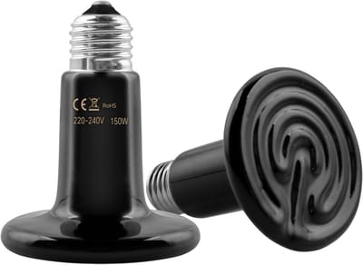 TOVBMUP 100W Keramische reptielenverwarmer - E27-verwarming - 220V - Geschikt voor dieren in verblijven, zoals schildpadden, hagedissen, slangen, spinnen en kuikens. - zwart