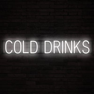COLD DRINKS - Lichtreclame Neon LED bord verlicht | SpellBrite | 98,24 x 16 cm | 6 Dimstanden & 8 Lichtanimaties | Reclamebord neon verlichting