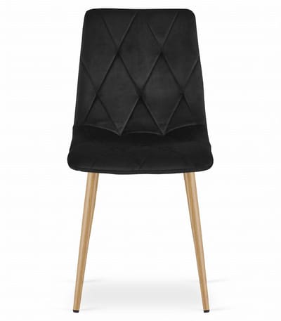 Set van 4 Eetkamerstoelen LIBRA Zwart – Houtlook Metalen Poten, Modern Velvet Bekleding, Ergonomisch Design, Max. 120 kg