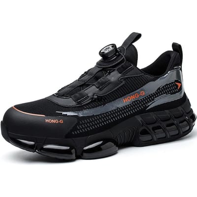 ZLMY Veiligheidsschoenen met luchtkussen Heren Sneakers met stalen neus Draaiknop Steekbestendig Anti-plet Heren Werkveiligheidslaarzen Heren Werkschoenen 36