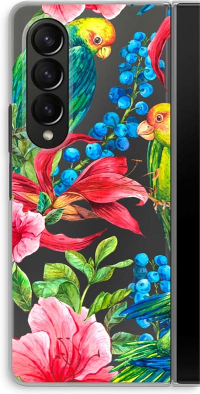 Case Company® - Hoesje geschikt voor Samsung Galaxy Z Fold4 hoesje - Papegaaien - Soft Cover Telefoonhoesje - Bescherming aan alle Kanten en Schermrand
