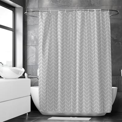Loti Living Douchegordijn Anti Schimmel – Grijs Patroon - Inclusief ringen – Waterdicht - Polyester - Douchegordijn 180x200 cm