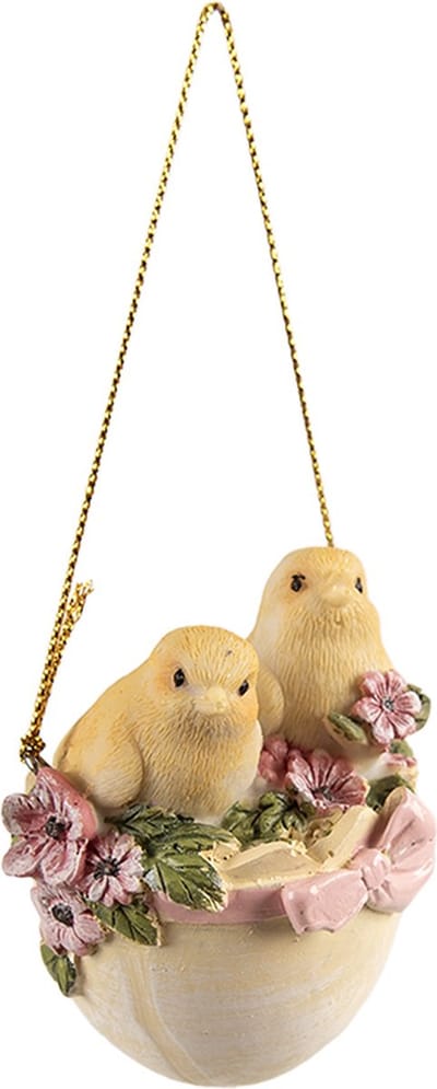 Clayre & Eef Decoratie Hanger Kuikentje 7 cm Geel Polyresin