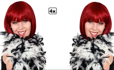 4x Boa zwart/wit 180 cm. 50 gram - Gala thema feest festival party fun evenement Hollywood stars