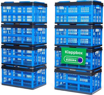 Novaliv Opvouwbare Box Blauw Set van 8 - 16L Opvouwbare Mand met Handvatten - Veelzijdige Boodschappenmand - Praktische Opbergdoos