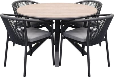 Quincy Apollo dining tuinset 120xH75 cm rond 5 delig polywood