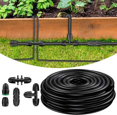 Flexibele 15 m Drip Irrigation Hose van PVC met 5 Bevestigingsonderdelen voor Tuinirrigatiesysteem