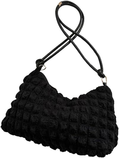 Padded Schoudertas - Hobo Tas - Dagelijks Gebruik - Lichtgewicht Chiffon - 27 x 22 x 4 cm - Wit