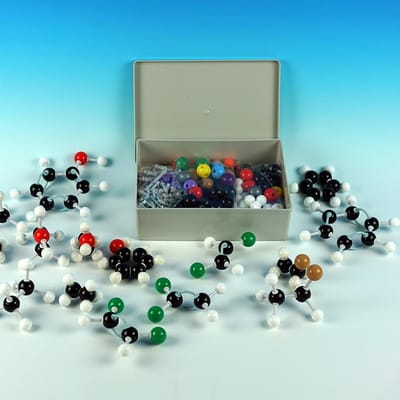 444-delige set moleculaire modellen (Model met 196 atomen + 244 koppelingstoetsen + 3 orbitalen + 1 gereedschap) Draagbaar voor 444pcs gray