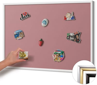 Wallfluent - Roze Magneetbord in Effen Kleuren - 100 cm x 70 cm - Magneetbord met Witte Frame - Pastelroze kleur - Memobord voor Keuken - Magnetisch Bord Kindvriendelijk - Magnetisch Wandbord