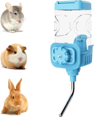 Hangende Waterfles voor Kleine Dieren - Drinkbak voor Konijnen, Cavia's, Chinchilla's en Meer (750ml, Blauw)