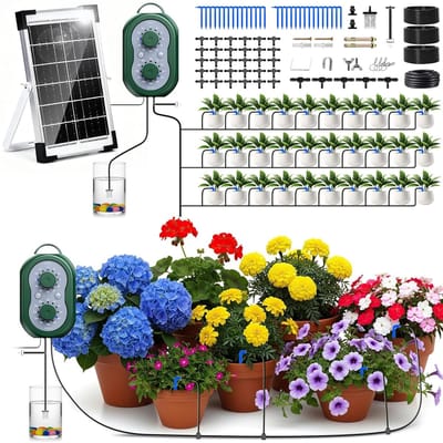 Automatische Watergift Set - Zelfbewatering Systeem - Planten Verzorgen - Op Zonne-energie - 30 Planten 35M