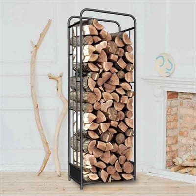 Metalen Brandhoutrek - Haardhout Opslag - Buiten Opslaan - Vochtbestendig Duurzaam - 170 x 50 x 35cm - Zwart