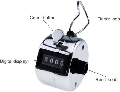 Handmatige Teller - Mechanische Clicker - Rondes Tellen - Roestvrij Staal - 4.6 x 4.6 x 3.3 cm - Zilver