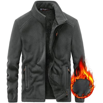 Herfst en Winter Heren Stand-up Kraag Outdoor Trui Jas Fleece Voering Fleece Top Verdikt 5XL black