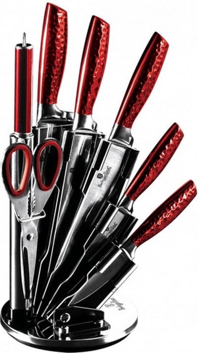 Top Choice - messenset BH-2459 RVS 9 - 20 cm rood/zwart 8-delig