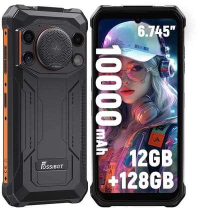 FOSSiBOT F110L Robuuste Smartphone - 8GB RAM - 128GB ROM - 10000 mAh - 6,745 inch HD+ IPS Scherm - IP68 Waterdicht Outdoor Telefoon - Android 15 - GPS,NFC,Face ID,OTG - Oranje
