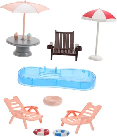 Miniatuur Strand Set - Poppenhuis Decoratie - Creatief Spel - Levendige Kleuren - 19.50 x 9.50 x 2.00 CM