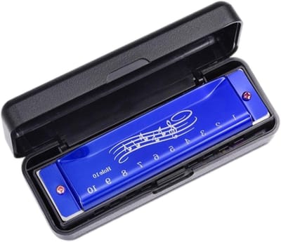 Mondharmonica Speelgoed - Muziek Instrument - Muziek Ontdekken - Onschadelijk Materiaal - 10 Gaten - Blauw